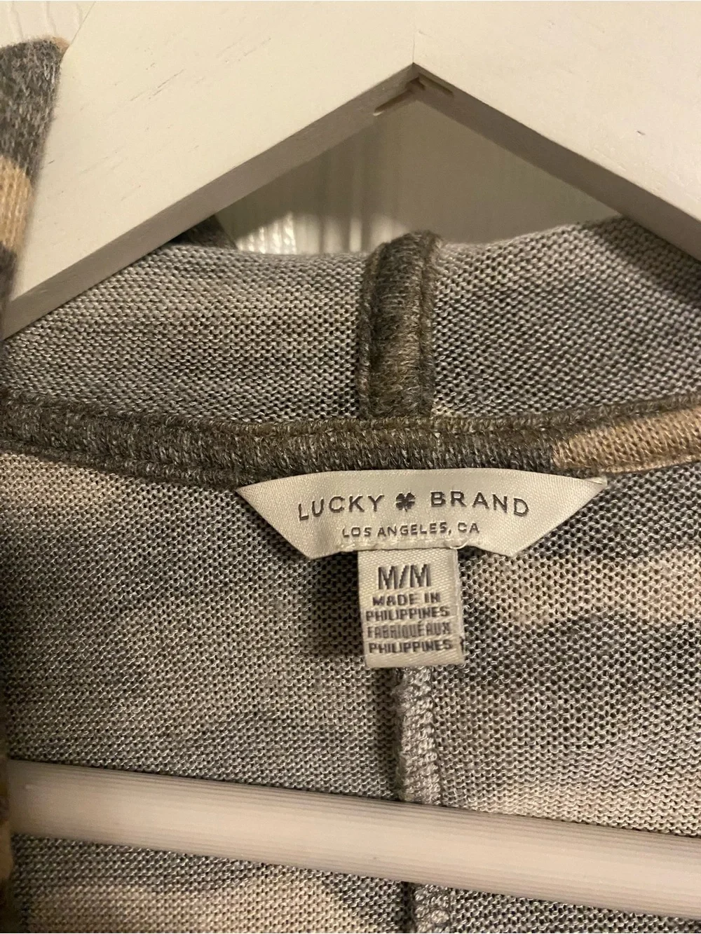 Lucky Brand Olive and Tan Camo Hooded Cardigan - Picture 2 of 3